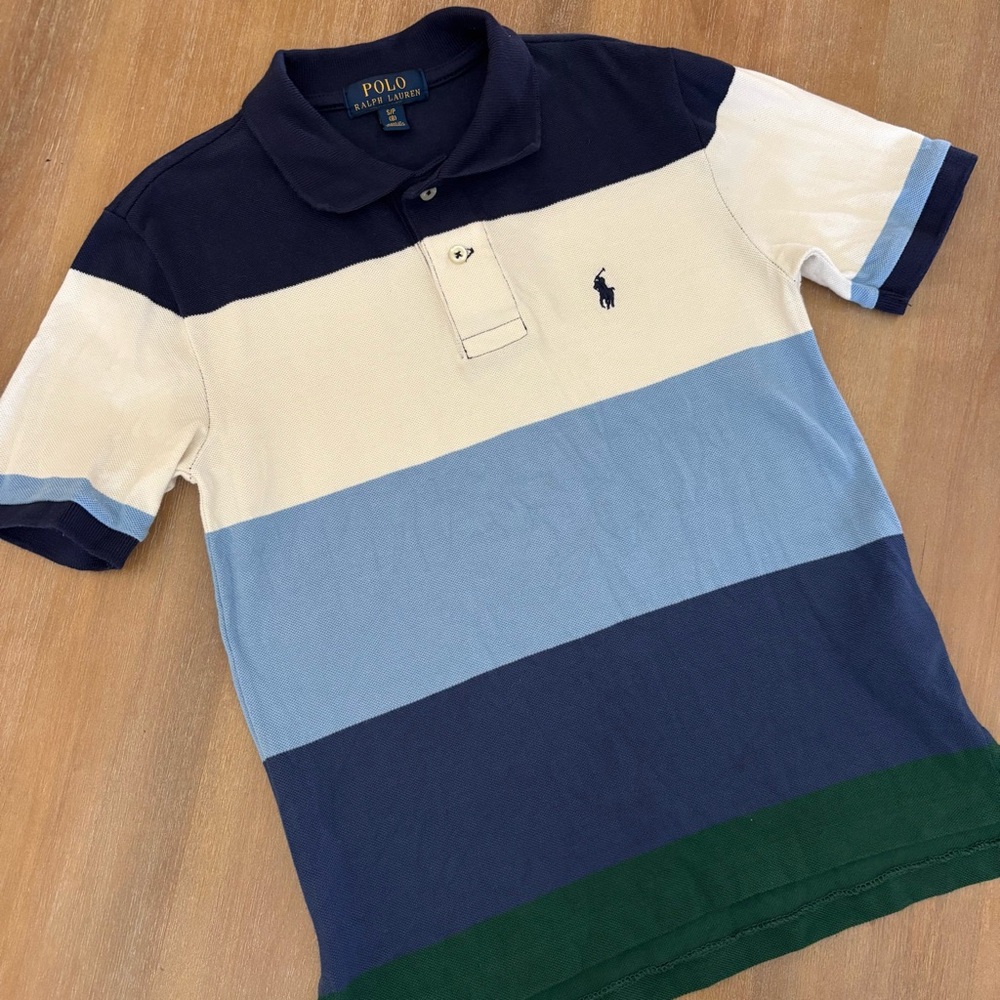 Boys Polo Ralph Lauren Striped Short Sleeve Shirt, Size Small (8)